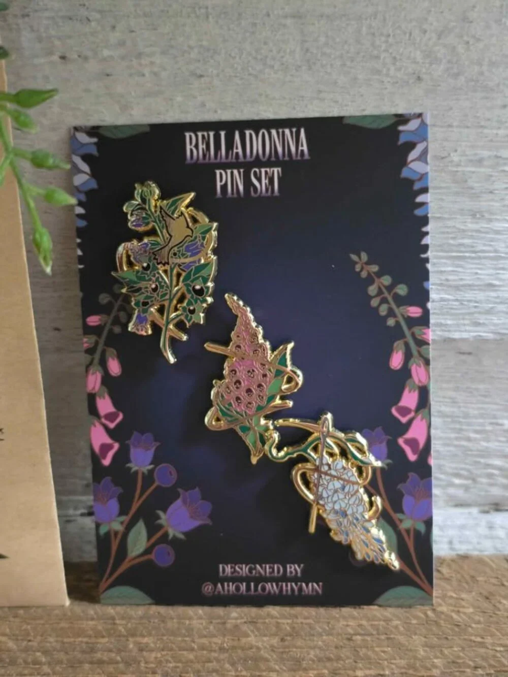 New Fairyloot Belladonna by Adalyn Grace 3 Piece Floral Pin Set